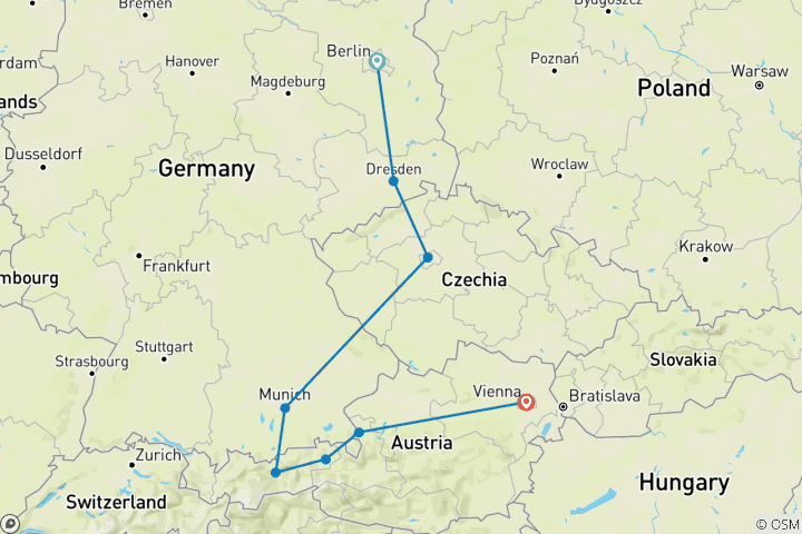 Kaart van Drie hoofdsteden (inclusief Kitzbuhel)