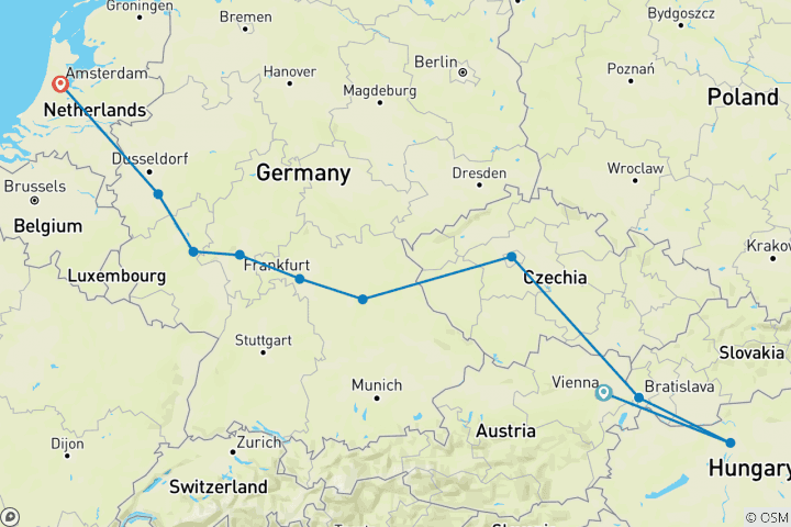 Kaart van Charme van Europa (10 bestemmingen)