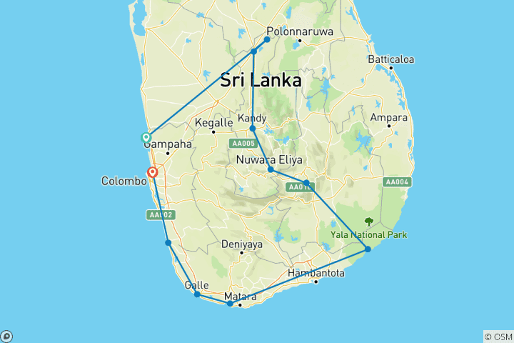 Map of Depth Touch Of Sri Lanka