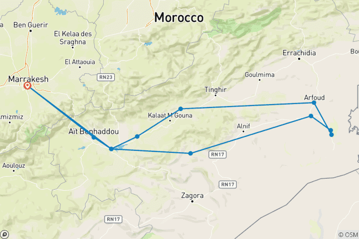 Carte du circuit Voyage de 5 jours : Expérience de plein air amusante au Sahara