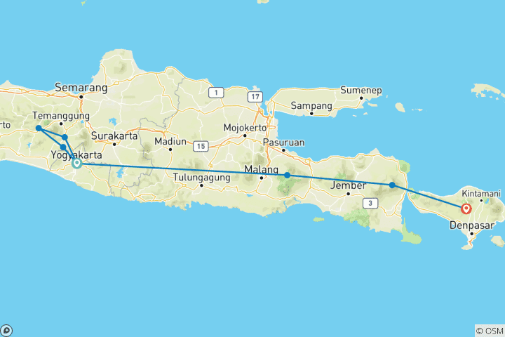 Map of Amazing Java Bali Tours : Private & All Inclusive