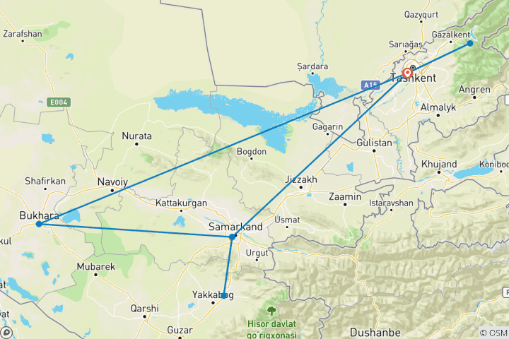 Carte du circuit Circuit le long de la route de la soie en Ouzbékistan - Circuit privé