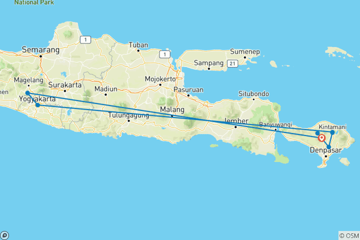 Map of Amazing Indonesia Tours Bali - Yogyakarta : Private Tour