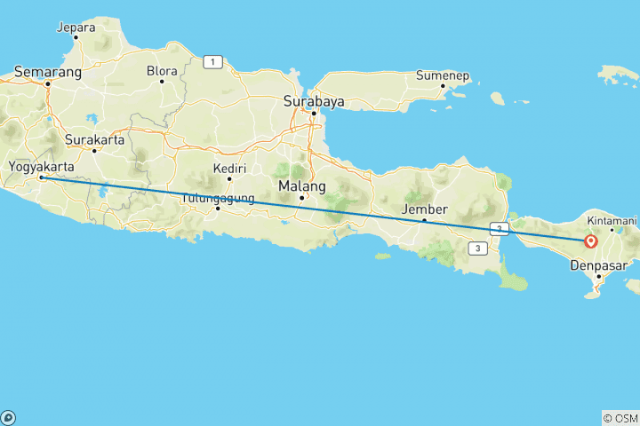 Carte du circuit Expérience de l'Indonésie : circuits à Yogyakarta et à Bali