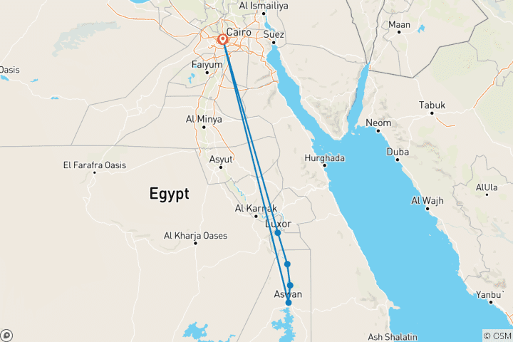 Carte du circuit 7 jours d'émerveillement en Égypte (vol intérieur inclus)