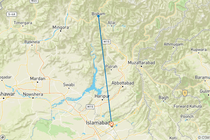 Map of 08 Days Swat Valley Cherry Blossom Tour Pakistan
