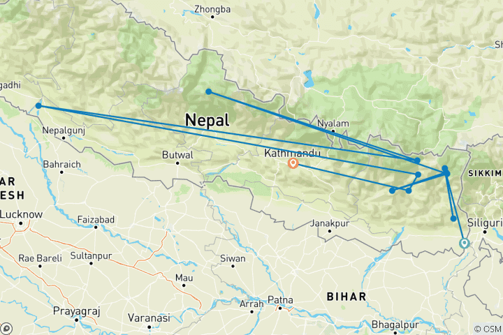 Mapa de Caminata Lumba Sumba 15 días