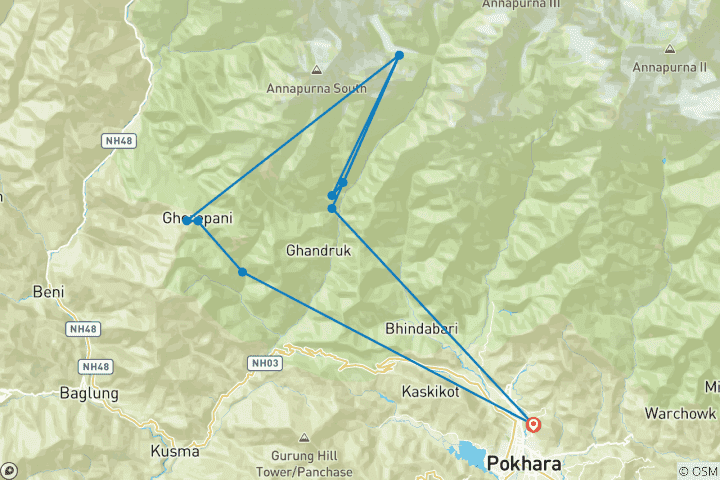 Map of Annapurna Base Camp Trek