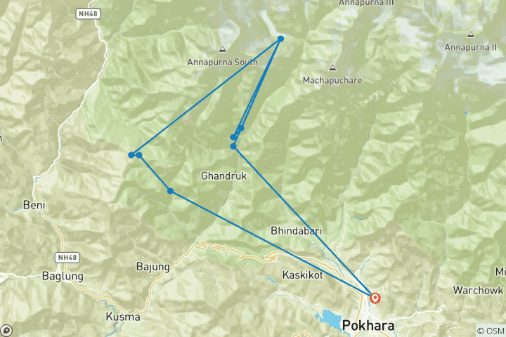 Map of Annapurna Base Camp Trek