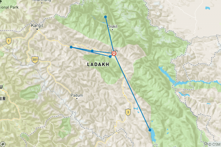 Karte von Trans-Himalaya bis Ladakh Entdeckungsreise