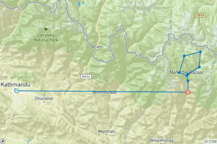 Carte du circuit Trek des trois cols de l'Everest