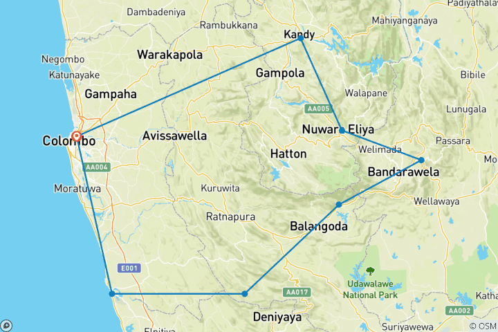 Map of 13-Day Magical Island Honeymoon Trip