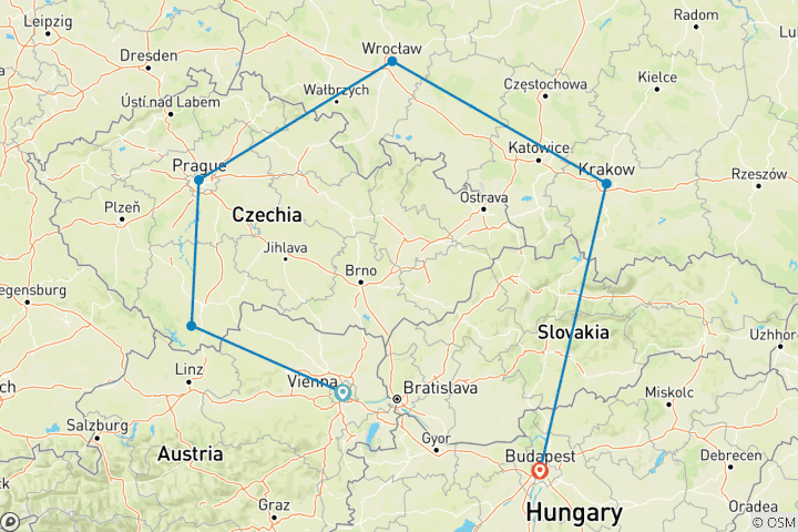 Carte du circuit Le meilleur de l'Europe centrale