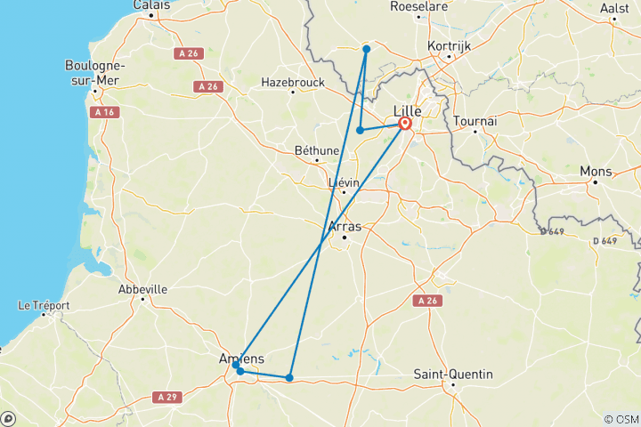 Map of WWI Battlefields (from Ypres to Fromelles)