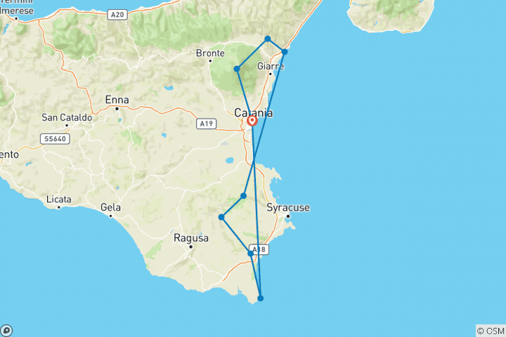 Carte du circuit E- MTB Sicily Grand Tour