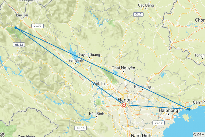 Kaart van Hoogtepunt noordelijke Vietnam tour 7 dagen/6 nachten