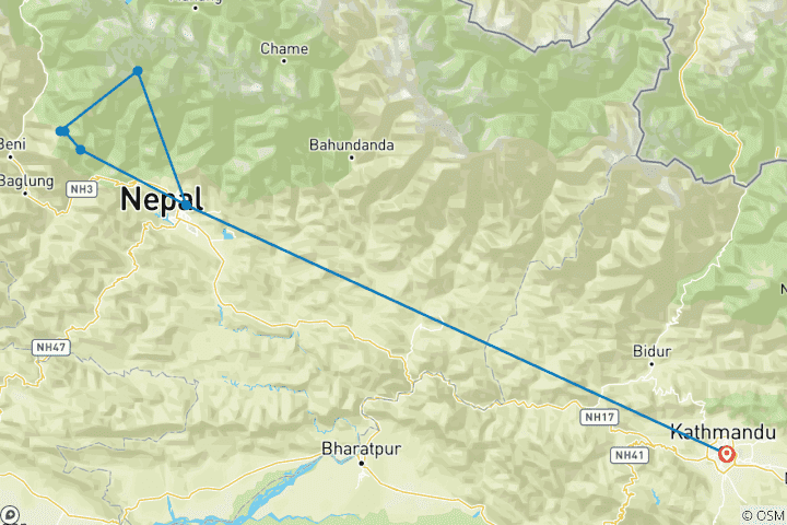 Mapa de Senderismo Ghorepani Poon Hill