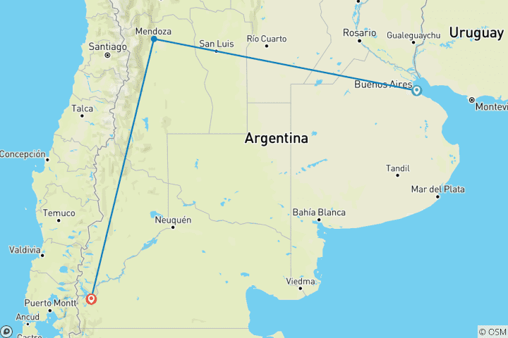 Carte du circuit Circuit dans l'ouest de l'Argentine (11 jours)