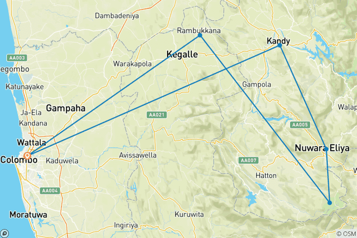 Carte du circuit Trekking au Sri Lanka - 5 jours