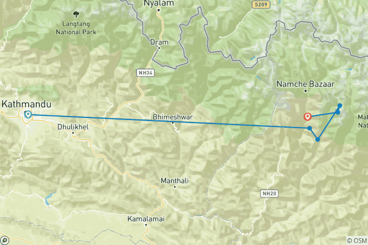 Karte von Besteigung des Mera Gipfels - 18 Tage