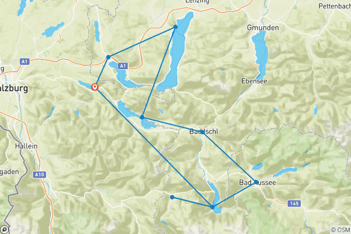 Map of Ten Lakes Trekking Tour (9 destinations)