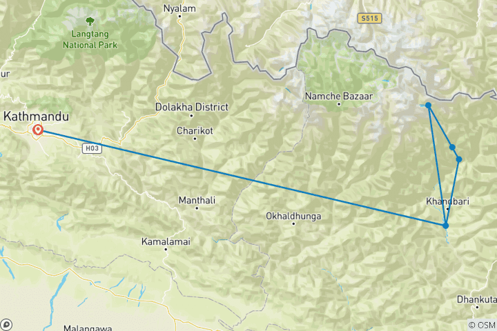 Map of Makalu Base Camp Trek-19 days