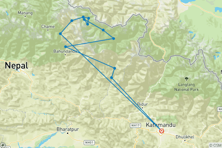 Carte du circuit Circuit du Manaslu