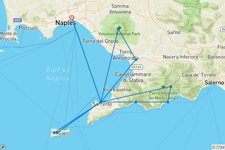 Map of Culinary and Cultural Journey: Sorrento Coastline Exploration