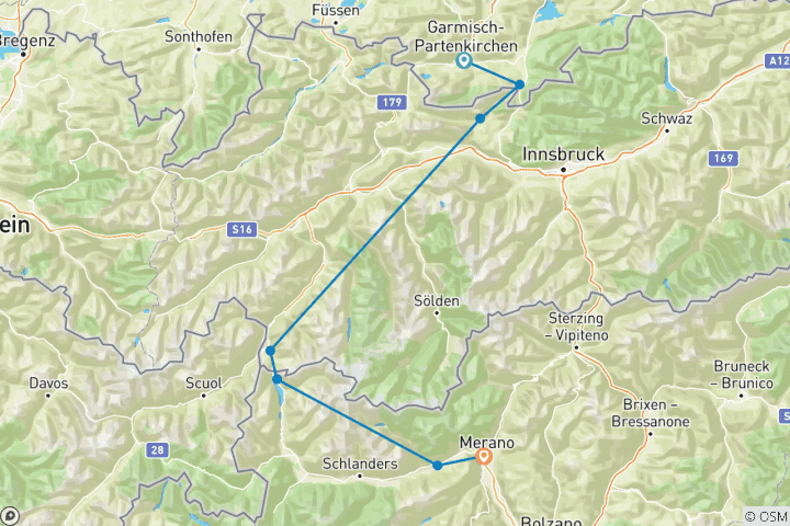 Carte du circuit De Garmisch à Merano Charm