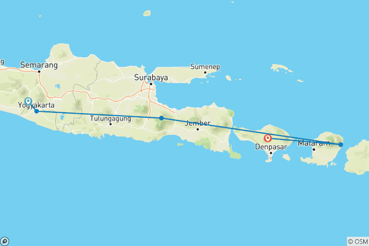 Map of Best Indonesia Tours : Java, Gili Island & Bali Secret Treasures