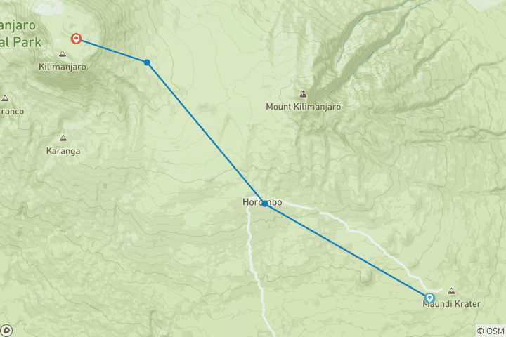 Map of Kilimanjaro climb marangu route 6 days