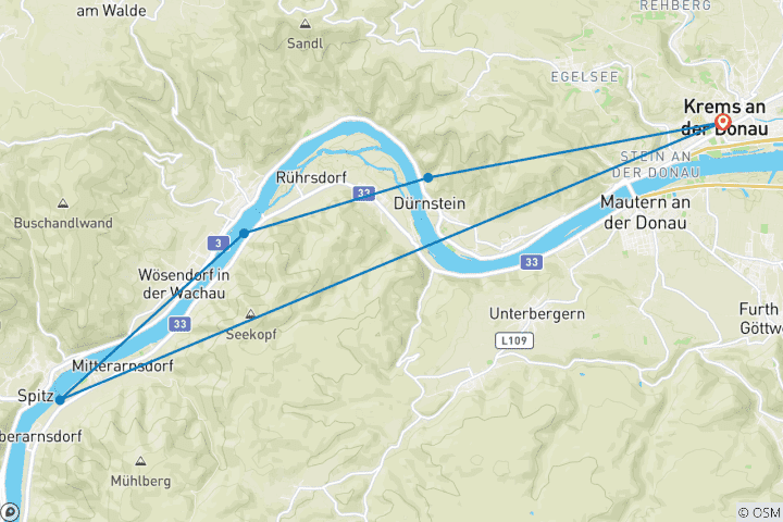 Carte du circuit Circuit du patrimoine mondial Charme de la Wachau