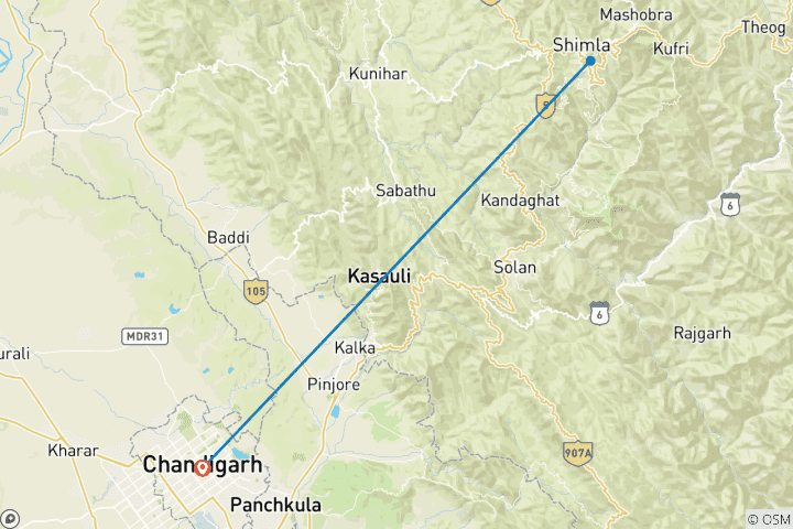 Map of 4 Day Walks in Shimla