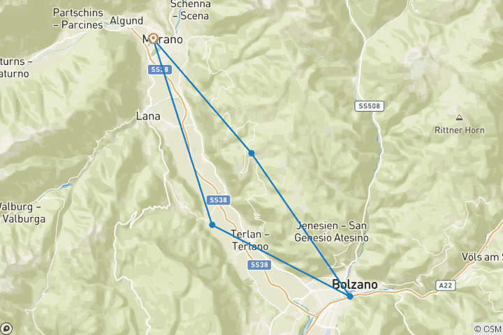 Map of South Tyrolean Wine & Alpine Pasture Trail