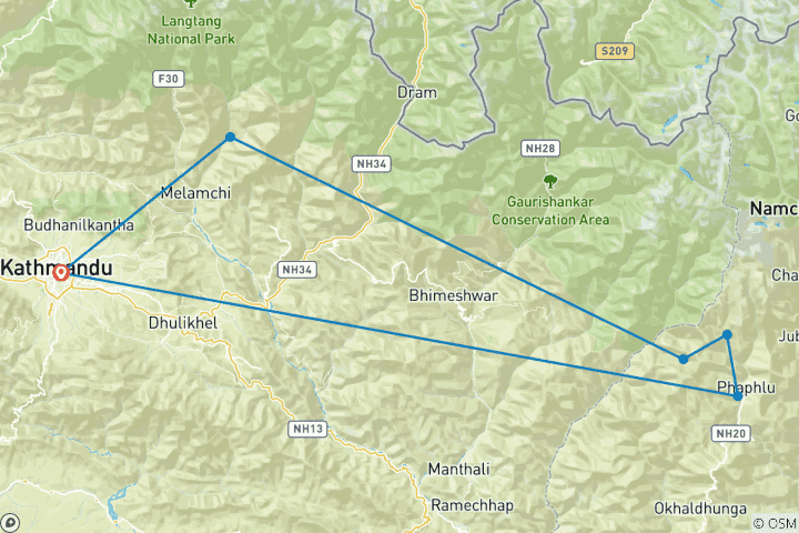 Carte du circuit Trek du camp de base du Pikey