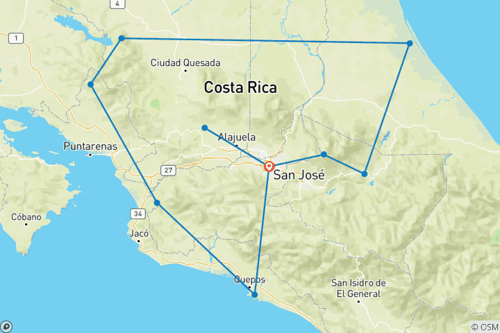 Carte du circuit Costa Rica - D'un océan à l'autre