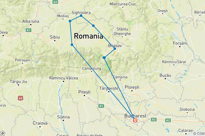 Map of Winter Adventure in Romania