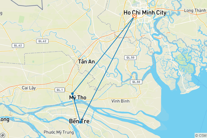 Carte du circuit Découverte du sud du Viet Nam 4 jours