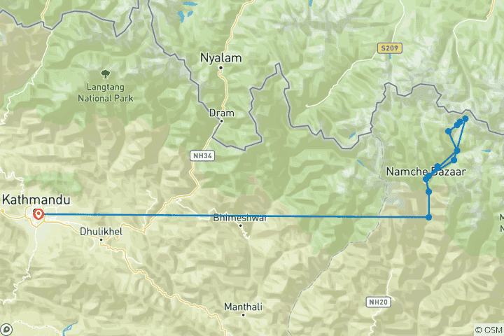 Map of Everest  Base Camp Kalapatthar Trek