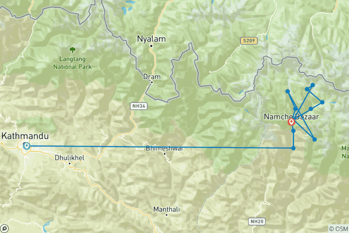 Mapa de Excursionismo de los Dos Altos Pasos del Everest