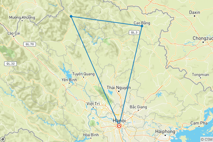 Mapa de Lo mejor del noreste de Vietnam - 7 días / 6 noches