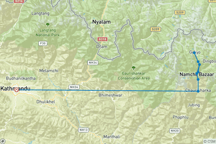 Mapa de Senderismo por el lago Gokyo