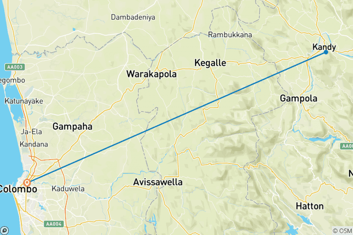 Mapa de Aventura en una plantación de té en Kandy, con todo incluido y de noche