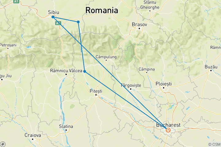 Karte von Transfogarascher Hochstraße und Sibiu