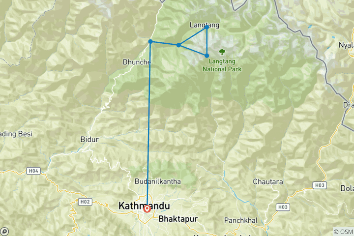 Map of Langtang Trek