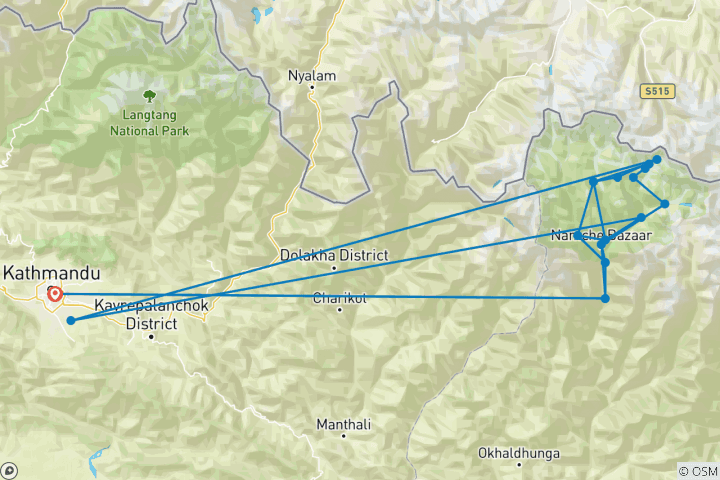 Carte du circuit Trekking au col de l'Everest