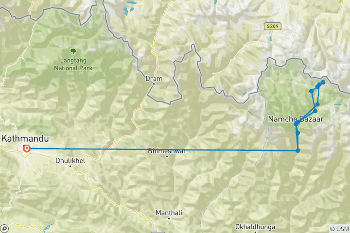 Mapa de Rapid campamento base del Everest 10 días