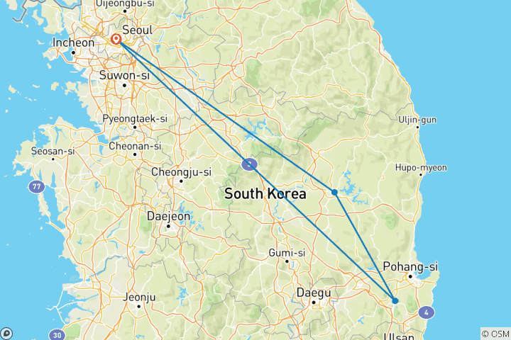 Map of Seoul & Silla Kingdoms 4 star - 6 days