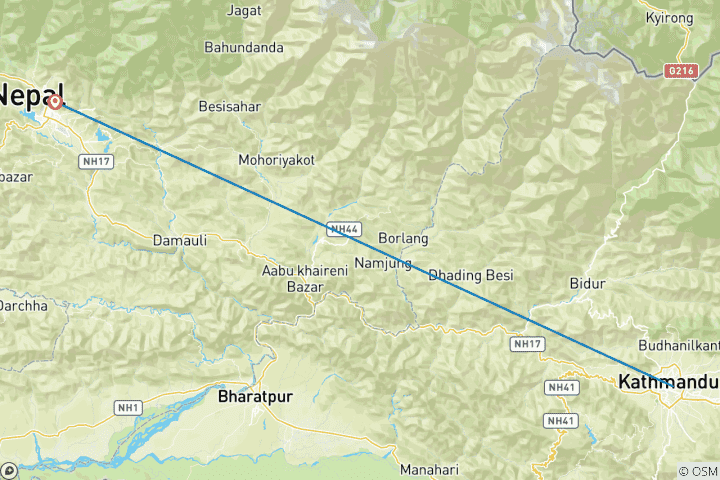 Map of Kathmandu & Pokhara City Tour