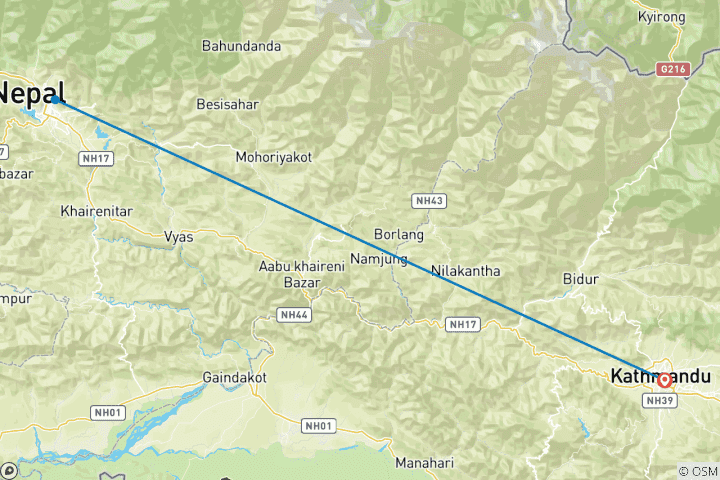 Karte von Das Beste aus Nepal Rundreise (Kathmandu & Pokhara)